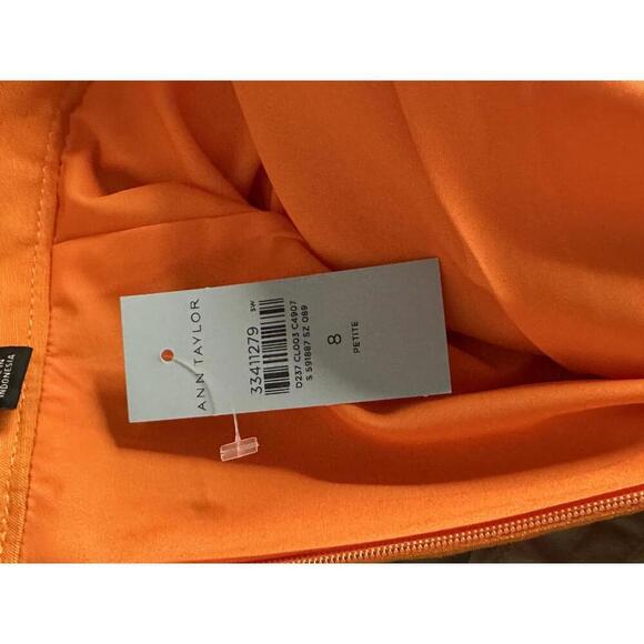 Ann Taylor office siren orange linen-blend paperbag pencil skirt Size 8P - Picture 10 of 10